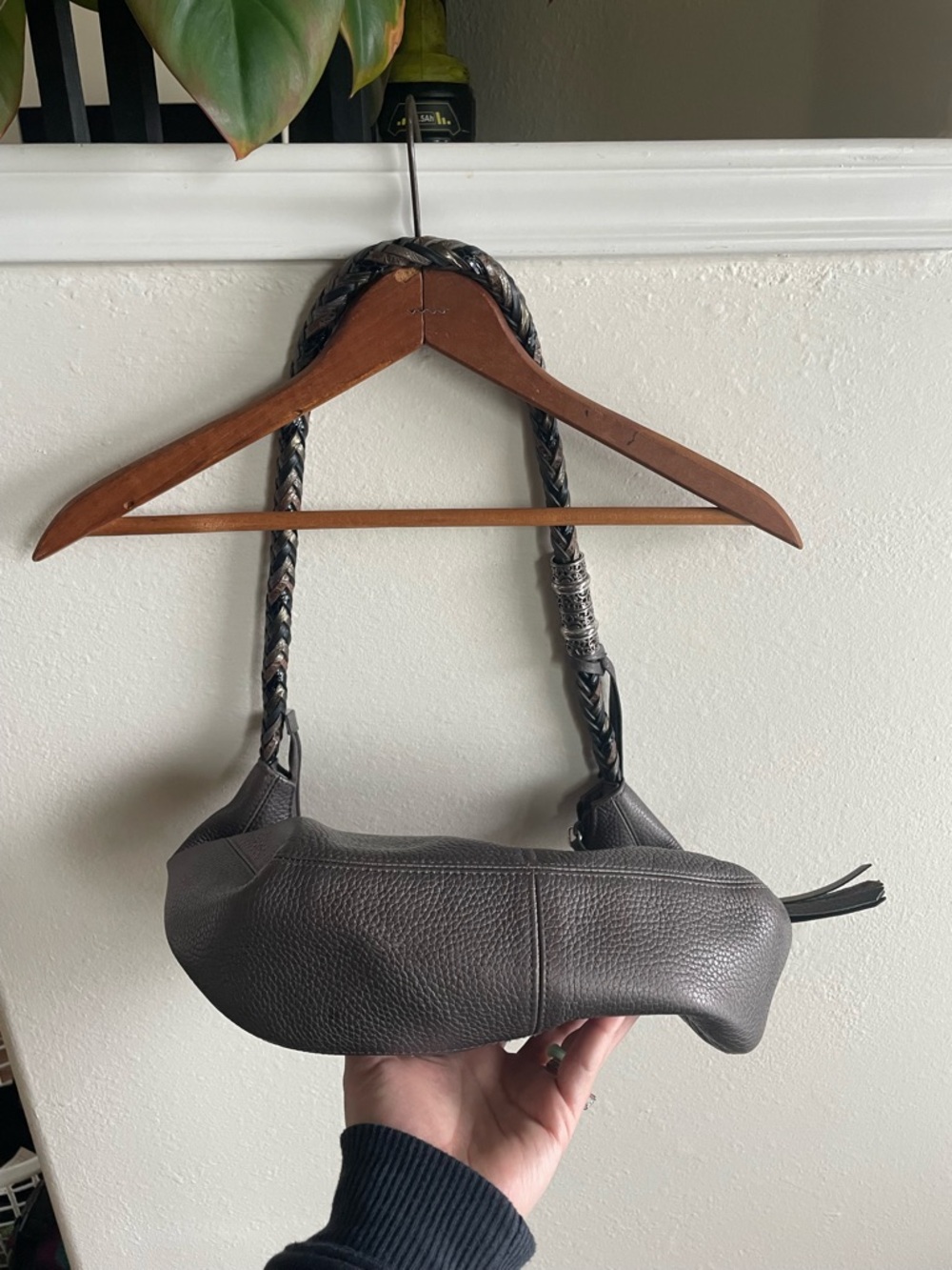 Brighton Barbados Ziptop Hobo Leather Shoulder Bag - Zinc Pearl - Picture 3 of 8